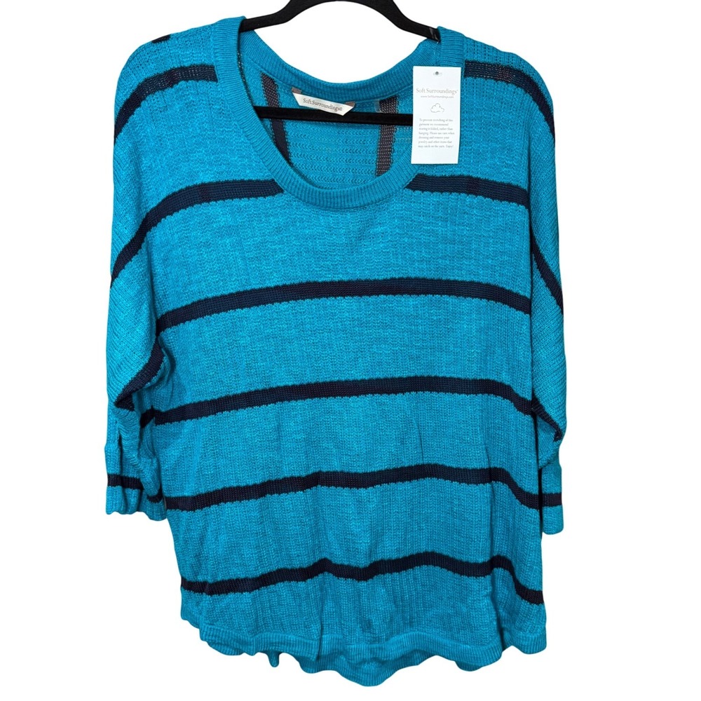 Soft Surroundings NWT Venice Knit Dolman‎ Sleeve Sweater Striped Plus Size 1X
